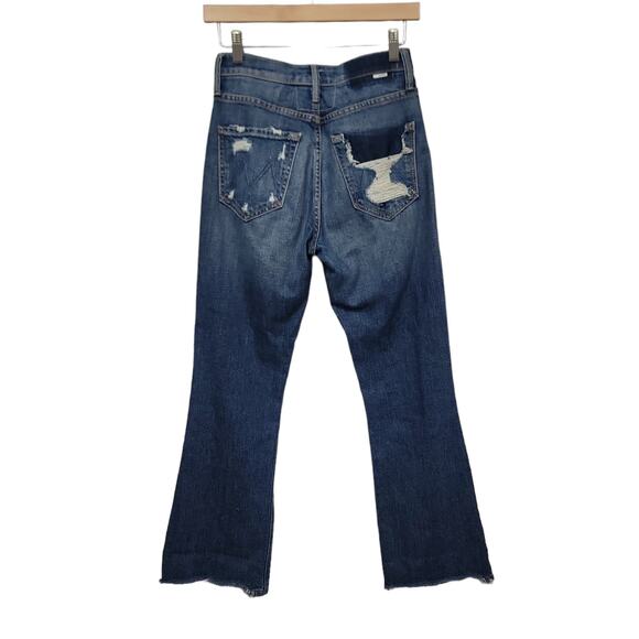 MOTHER Blue Distressed Flare Jeans - Picture 3 of 12